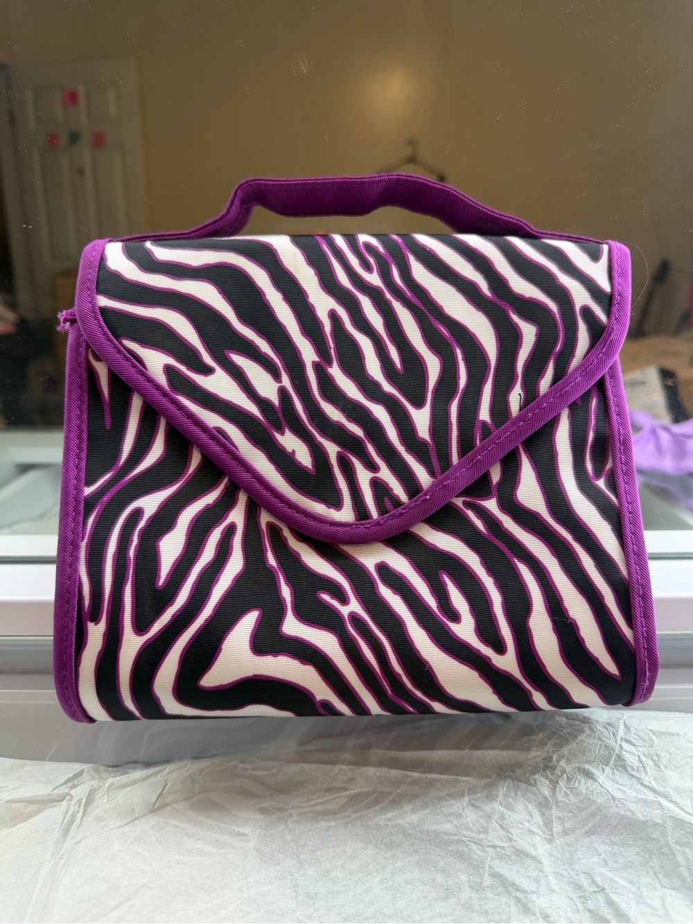 Othr Purple and Black Zebra Cosmetic Case